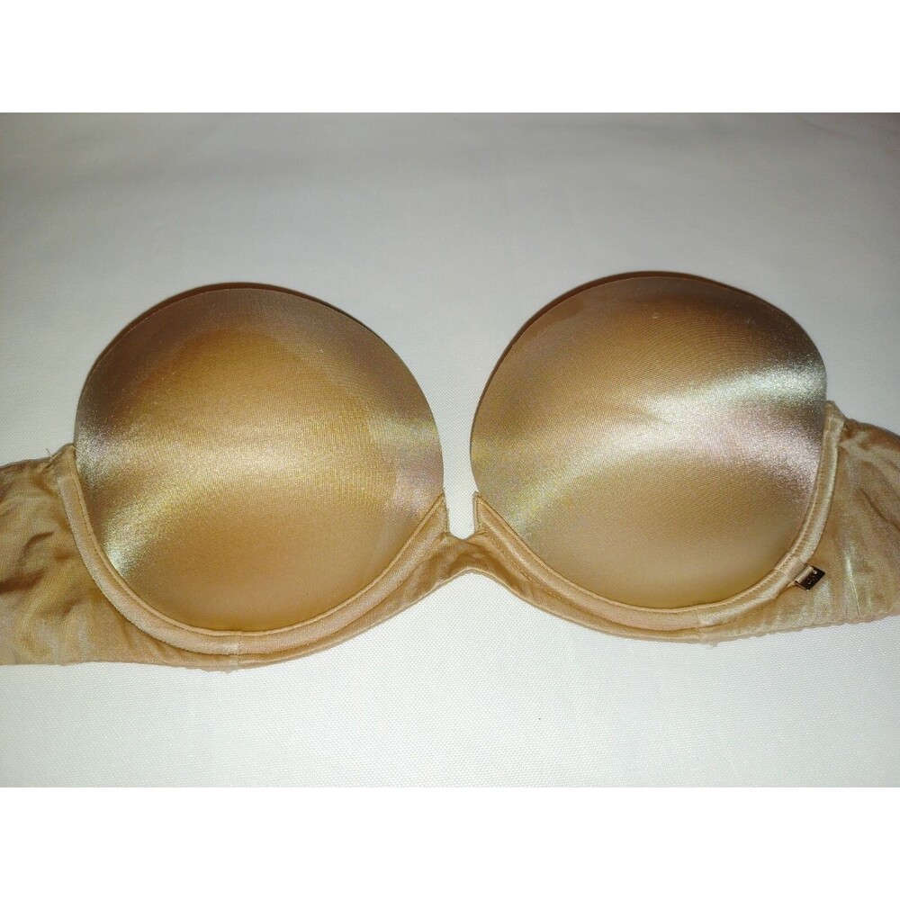 Victoria Secret 34B bra women's nude Very Sexy Multiway Strapless seamless satin